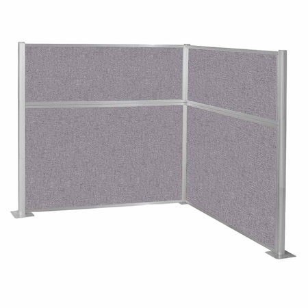 Versare Pre-Configured Hush Panel Cubicle (L Shape) 6' x 6' L-Build Cloud Gray Fabric 1869908